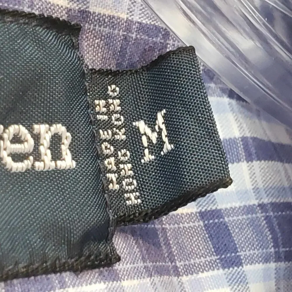 Polo Ralph Lauren Shirt Oxford Button Down SS Mens Size Medium Plaid Blake Blue
